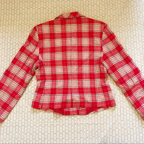 70s Red Plaid Blazer Jacket - Picture 3 of 5
